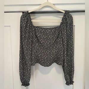 Abercrombie Floral Black and White Square neck top!